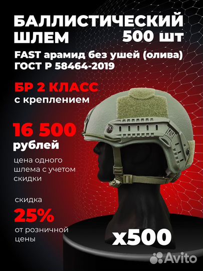 Баллистический шлем без ушей (Fast) опт