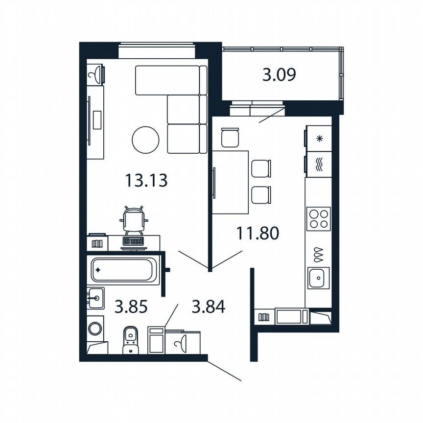 1-к. квартира, 31,6 м², 12/12 эт.