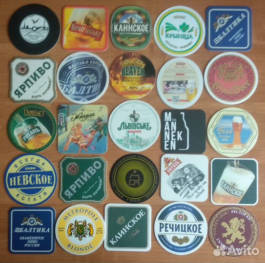 75 разных пивных подставок (бирдекелей)