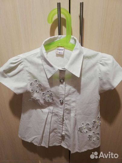 Блузка белая для девочки с коротким рукавом