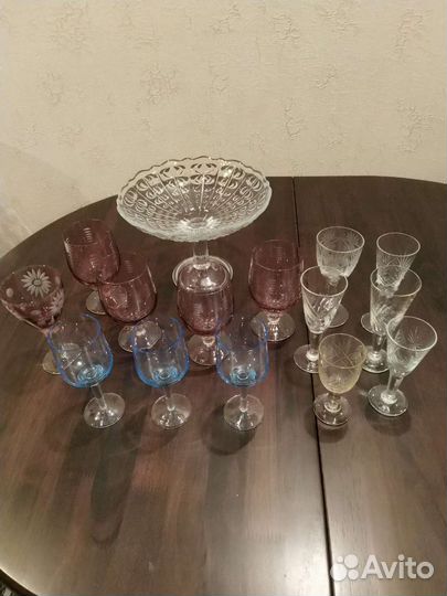 Ваза для фруктов с клеймом. Бокалы. Г.Х.З. 60г-в