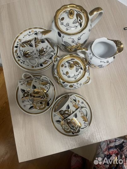 Кофейный сервиз Вербилки »Золотая роза» СССР