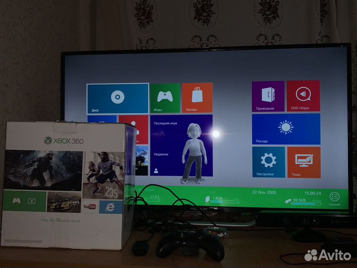 Xbox 360E Прошитая (2 геймпада, Kinnect)