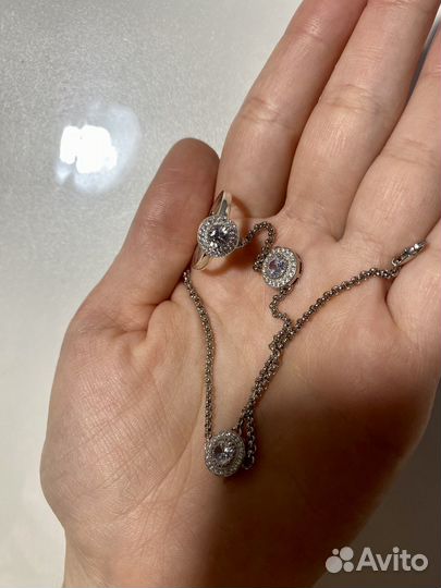 Серебряный браслет с кольцом