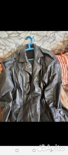 Кожаный плащ мужской