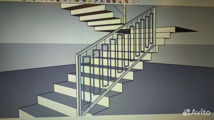 Лестница на металлическом каркасе