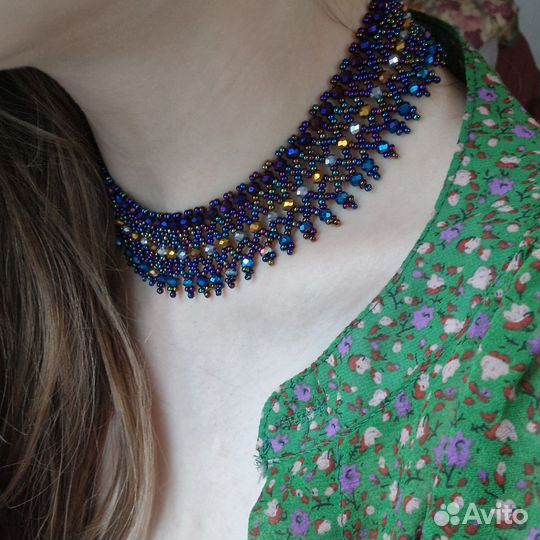 Ожерелье-силянка фиолетовый микс