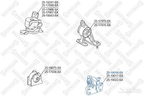 25-19016-SX подушка двигателя леваяToyota Auri