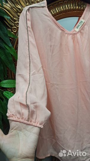 Блузка 48-50 шелк сваровски miu miu италия