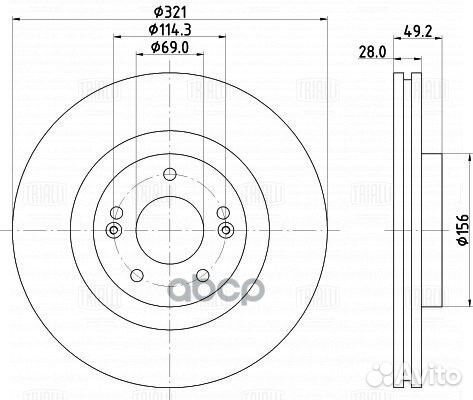 Диск торм. перед. для а/м Hyundai Santa Fe (06