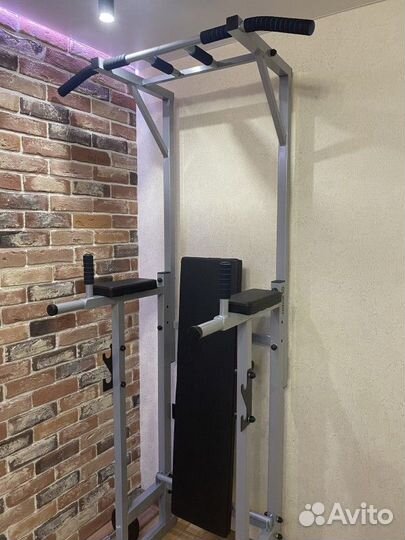 Турник брусья пресс 3в1 + стойка скамья жима серый