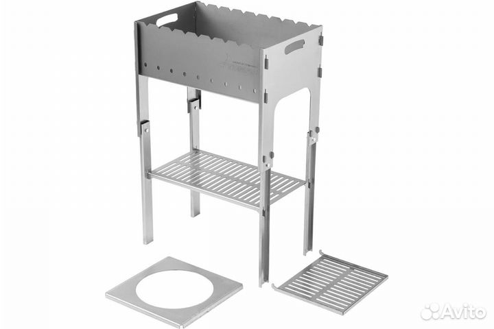Мангал разборный со столиком и подставкой под каза
