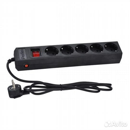 Сетевой фильтр удлинитель 5 розеток 1.8 м Perfeo