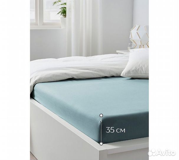 Простынь GoodNight Трикотаж 180х200х20 Голубой на