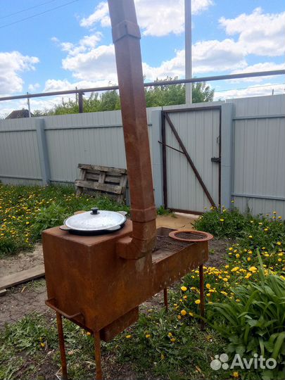 Печь для казана с мангалом