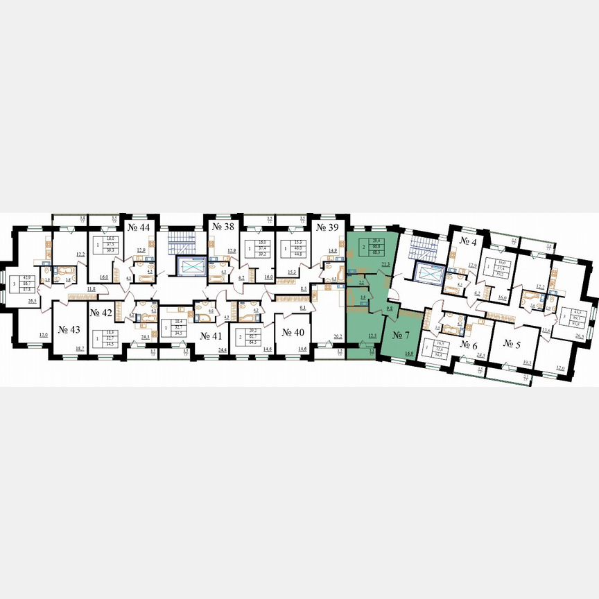 2-к. квартира, 68,3 м², 2/8 эт.