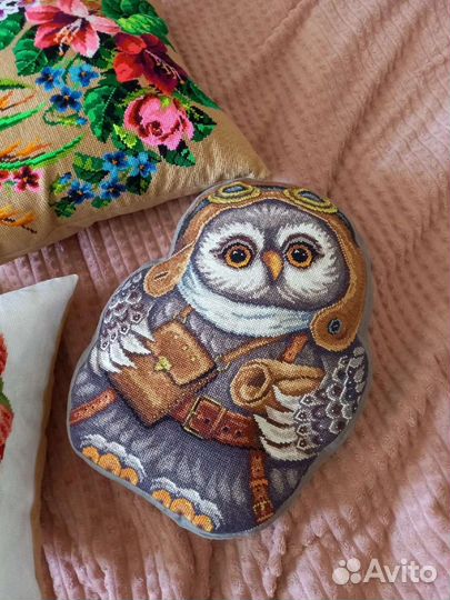 Подушка(корзина, цветы, сова). Ручной работы