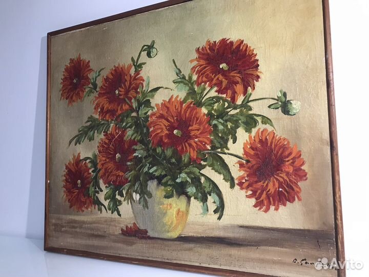 Старинная картина маслом на холсте