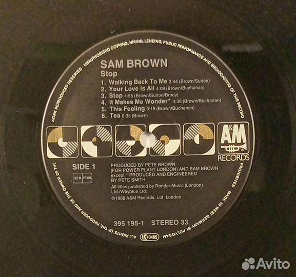 LP Sam Brown – Stop A&M Records – 395195-1 / 1988