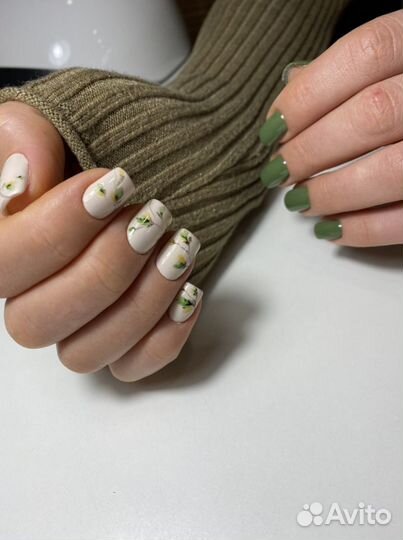 Маникюр с покрытием гель лак, наращивание ногтей