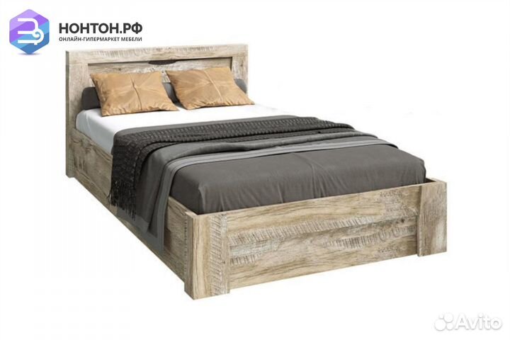 Кровать Ривьера 1.2 м дуб юкон / бетон темный