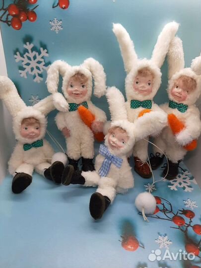 Ёлочные игрушки кролики(12см)на ёлку