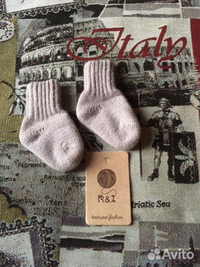 Носки шерстяные детские, пинетки на овчине