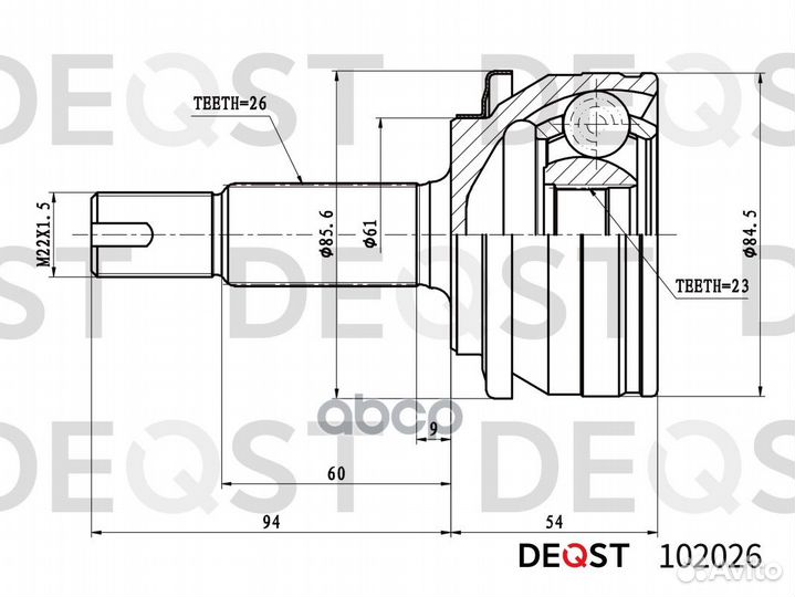 ШРУС Toyota Corolla E150 102026 deqst