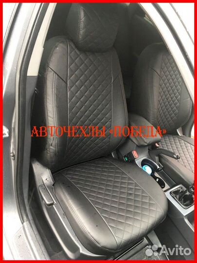 Чехлы Hyundai Elantra 5 из экокожи чёрные Ромб