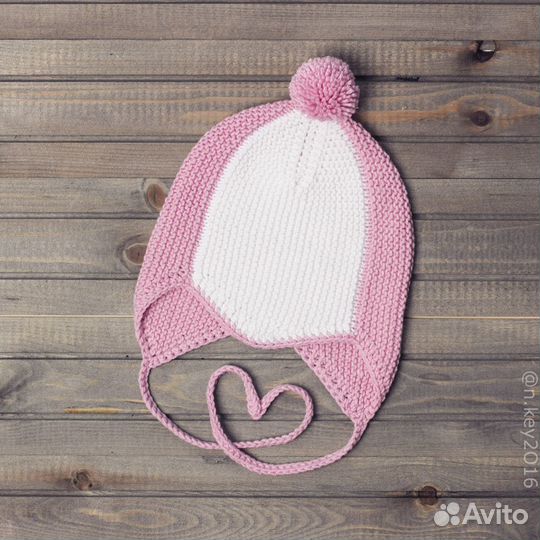 Вязаная детская шапочка, розовая, новая (5-9 мес)
