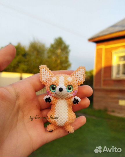 Корги из бисера. Амигуруми