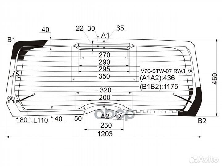 Стекло заднее с обогревом volvo V70/XC70 5D 07