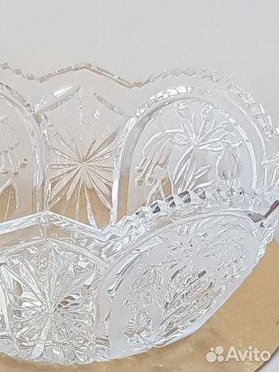 Комплект 3 шт: 1 ваза большая хрустальная+2 малых