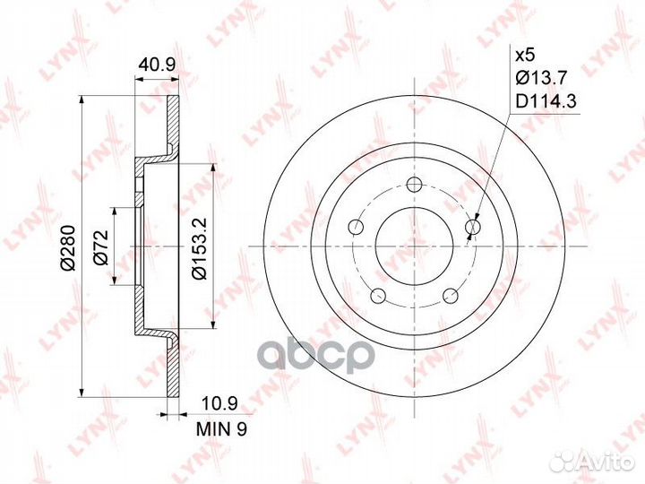 Диск тормозной зад BN1066 lynxauto