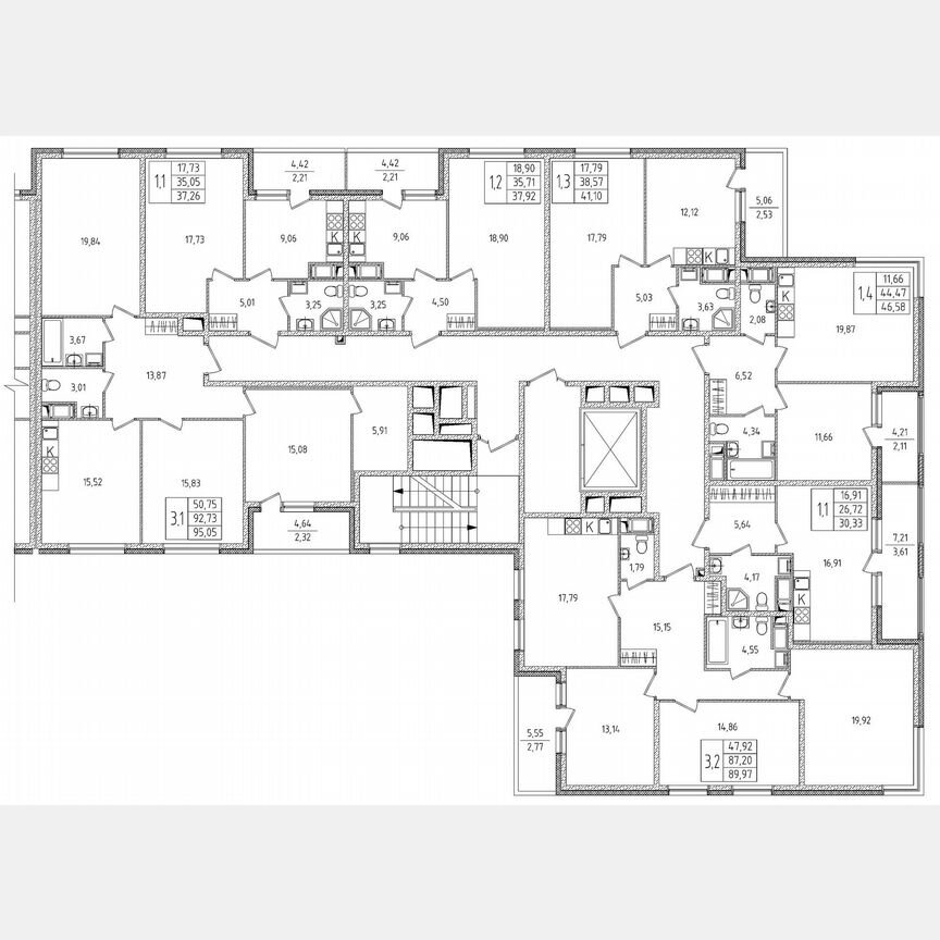 3-к. квартира, 95,1 м², 6/8 эт.