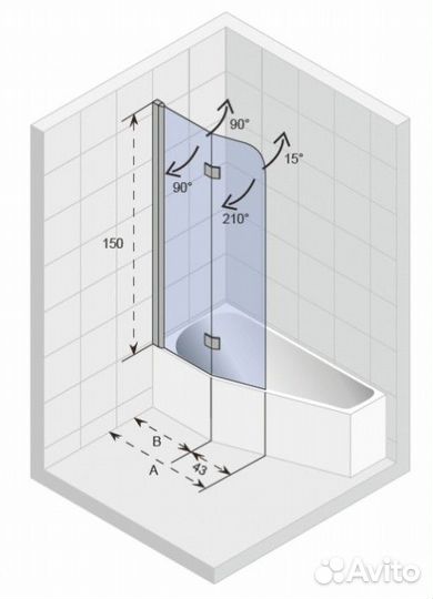 Шторка на ванну Riho Novik Z500 Delta