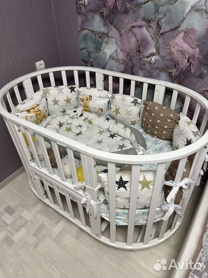 Детская кроватка трансформер круглая