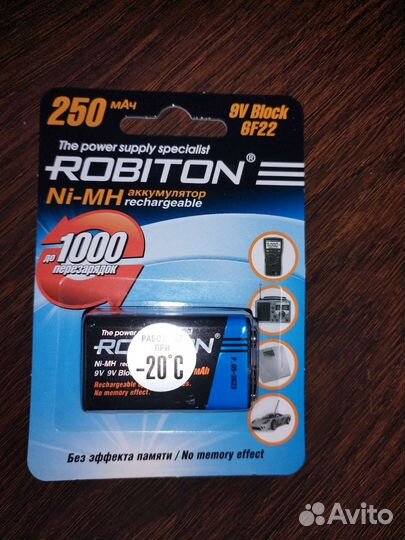 Крона аккумулятор robiton 250mAh