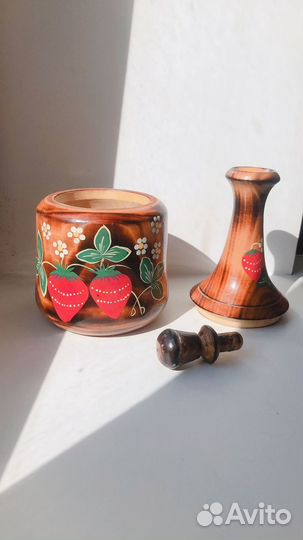 Набор для напитков из дерева с росписью 7 предмето