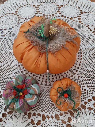 Текстильные декоративные тыквы