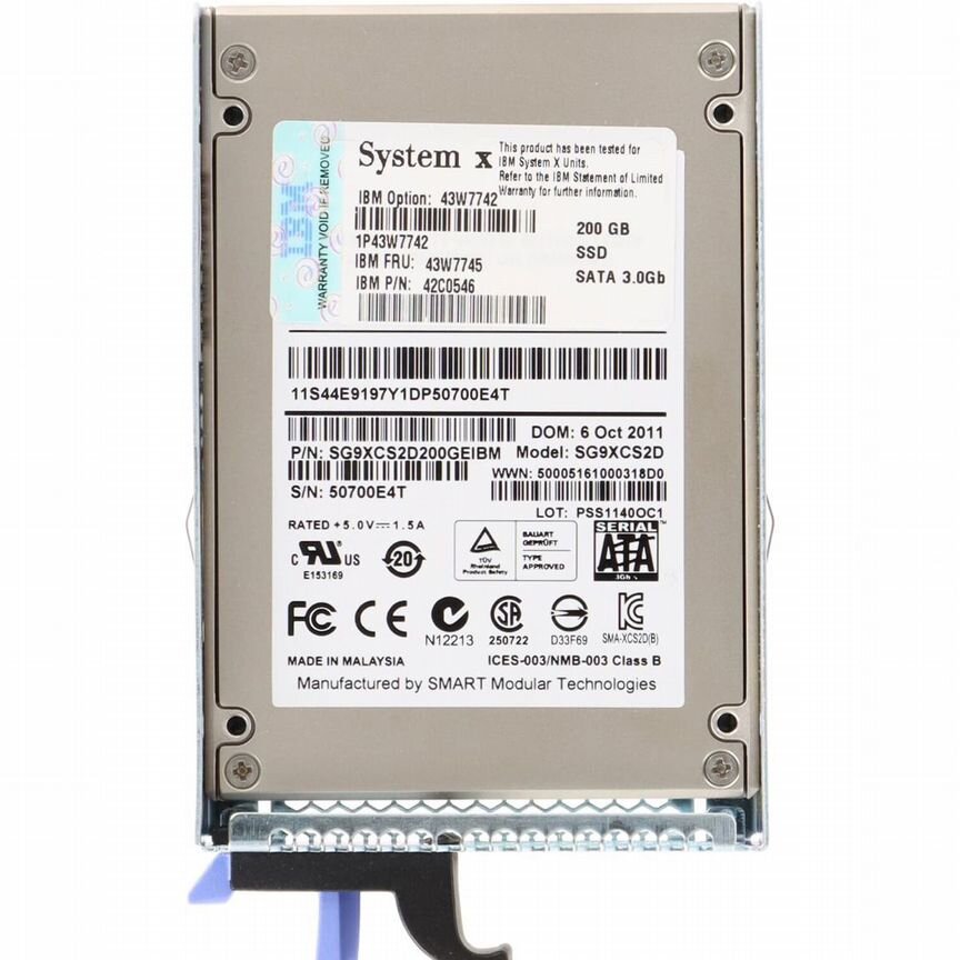 [43W7742] Жесткий Диск Ibm 200gb Sata2 2,5" Ssd 43w7742