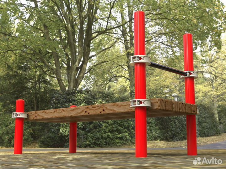 Лавочка Воркаут для пресса с перекладиной Pioner A17379