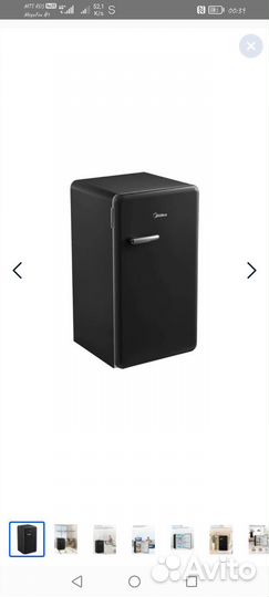 Холодильник Midea mdrd142SLF Ретро, черный