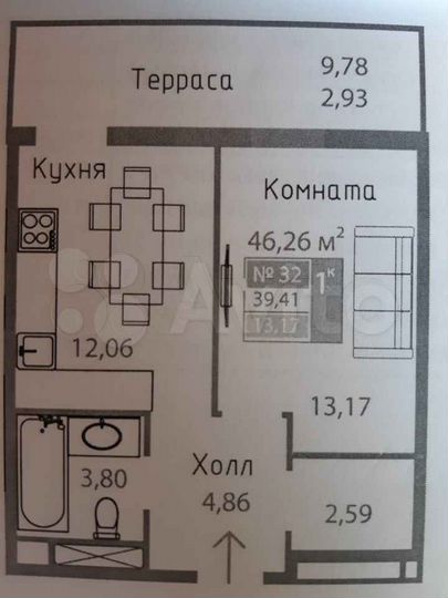 1-к. квартира, 39,4 м², 4/15 эт.