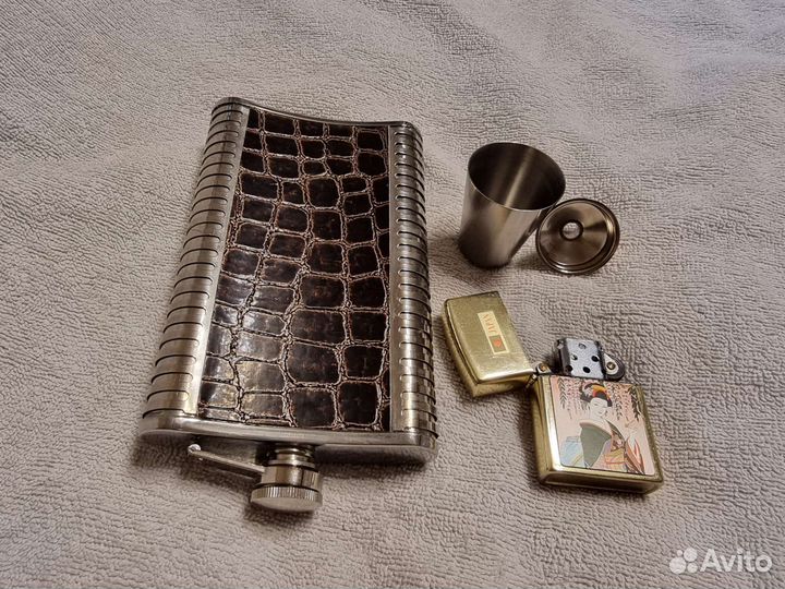 Мужской набор: фляжка, рюмка, воронка, зажигалка