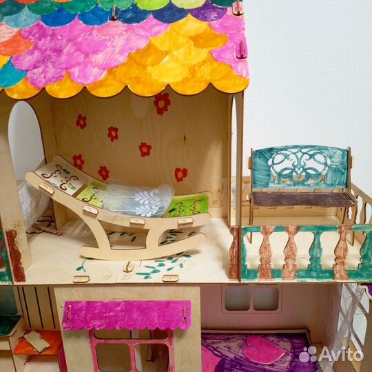 Домик кукольный деревянный 110*80