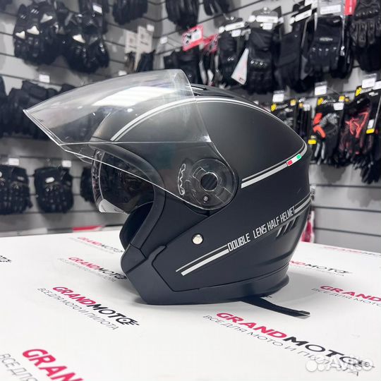 Мото шлем открытый с очками