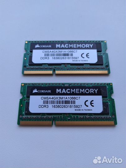 Память Corsair cmsa4gx3m1a1066c7, 2 шт. по 4 гб