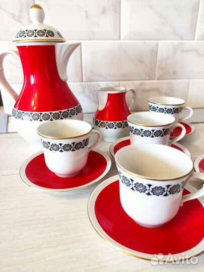 Кофейный сервиз фарфоровый, гдр, 1960-70 годов