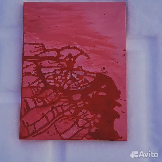 Бордовая интерьерная картина